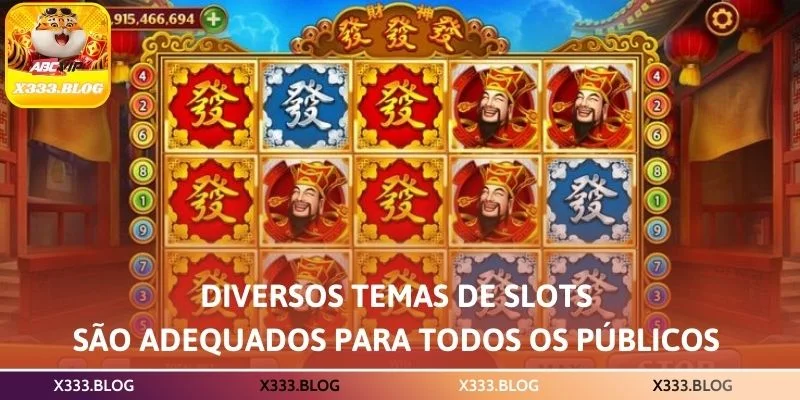 Diversos temas de slots são adequados para todos os públicos
